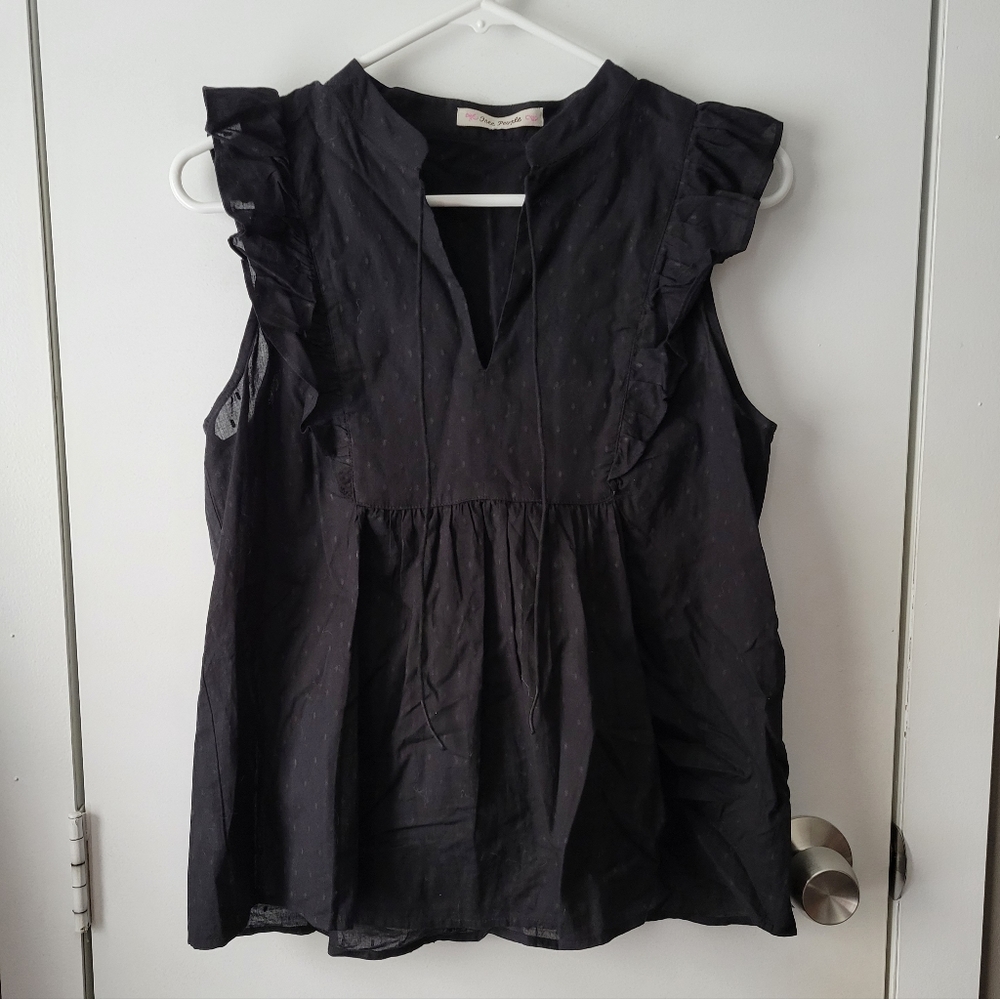 Free People black ruffle babydoll top